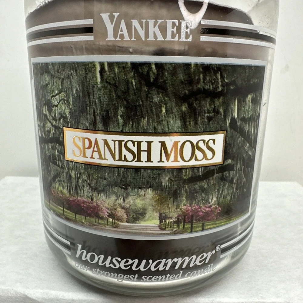 Yankee Candle Retired SPANISH MOSS Housewarmer Black Band Discontinued 60% Full